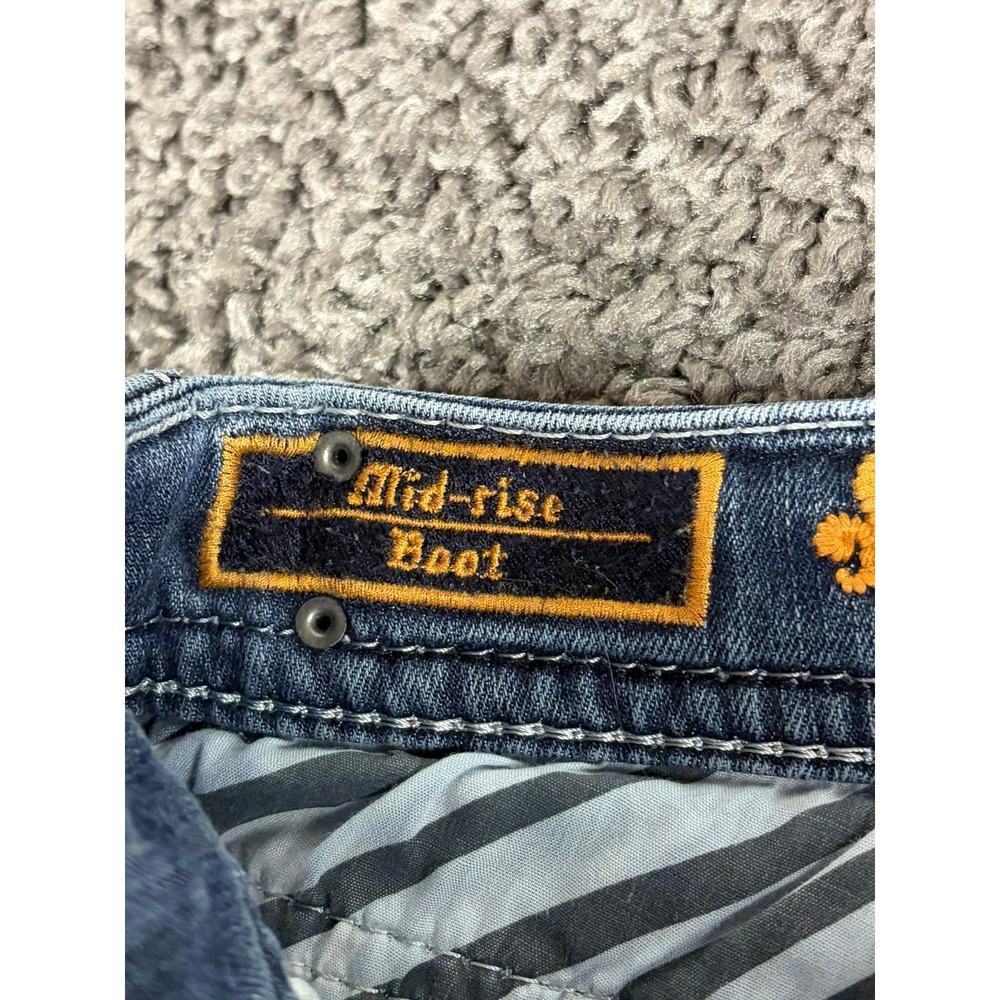 Rock Revival Sapphire Mid-Rise Bootcut Jeans Blue Rhinestone Embroidered 27 - Picture 5 of 10